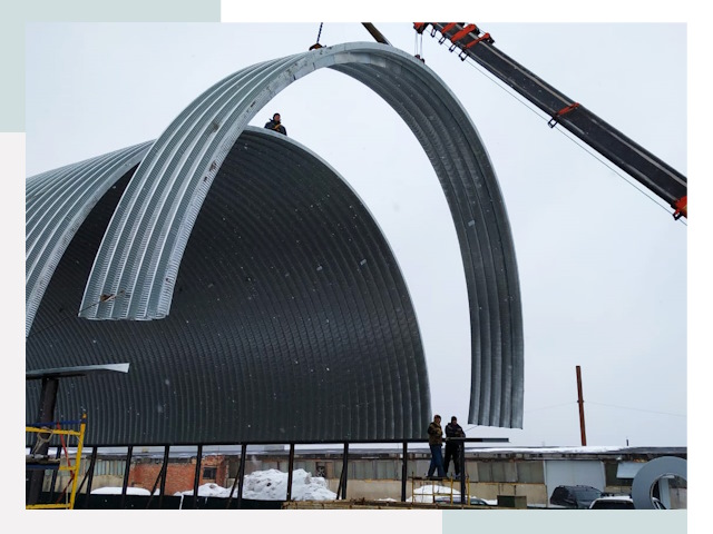 Полукруглые ангары в Нерюнгри